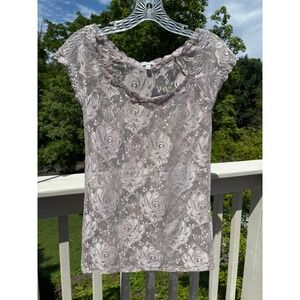 Vintage Y2K Charlotte Russe Sheer Lace Top Small Mauve Pink Fairy Romantic Thin